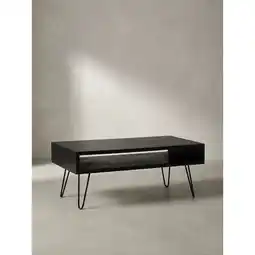Netto Marken-Discount Couchtisch Mango Massivholz Metall 100x50x40cm mit Stauraum und Haarnadelbeinen Angebot