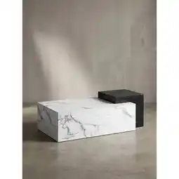 Netto Marken-Discount Couchtisch Weiß Schwarz Marmor-Optik Modern 120x60x40 cm Zwei Ebenen Angebot