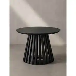 Netto Marken-Discount Couchtisch Schwarz Massivholz Mango Rund 60x60x41 cm mit Gittergestell Modern Angebot