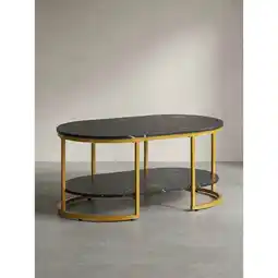 Netto Marken-Discount Couchtisch mit Marmor Optik, rechteckig, Ablage, goldenes Metallgestell, Schwarz 100x60x45 cm Angebot