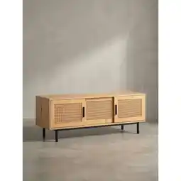 Netto Marken-Discount Lowboard Eiche-Dekor Zeitloser Stil 120x45,5x40 cm mit Wiener Geflecht und Schiebetüren Angebot
