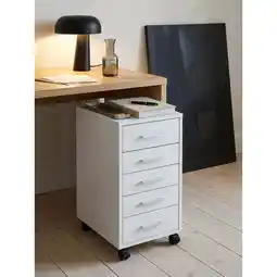 Netto Marken-Discount Rollcontainer Holz 5 Schubladen Schmal Mit Rollen, Weiß 33x38x63 cm Angebot