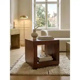 Netto Marken-Discount Couchtisch Dunkelbraun Massivholz Sheesham 50cm Landhaus-Stil Angebot