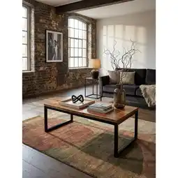 Netto Marken-Discount Couchtisch Sheesham Massivholz Metall 110x40x60cm Industrial Style Angebot