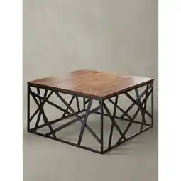 Netto Marken-Discount Couchtisch Quadratisch in Braun-Schwarz, Massivholz-Metall, 60x35x60 cm, Industrial Style Angebot