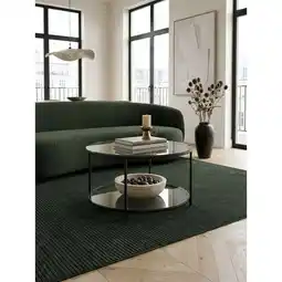 Netto Marken-Discount Couchtisch Glas/Metall Rund Modern 80x80x45 cm mit Stauraum & Ablagefach Angebot