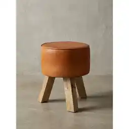Netto Marken-Discount Sitzhocker – Holz/Echtleder, 37x45x37 cm, modern, rund Angebot