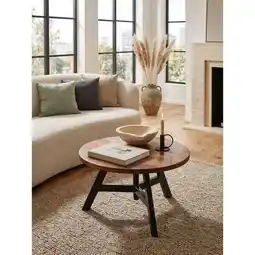 Netto Marken-Discount Couchtisch Sheesham Massivholz/Metall Rund 60x60x35cm Modern Angebot
