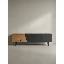 Netto Marken-Discount TV-Lowboard mit Eiche-Dekor, Türen und Schublade, modern, Braun-Schwarz 150x40x40 cm Angebot