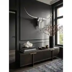 Netto Marken-Discount Wanddeko Geweih Bull Aluminium 125 cm breit, Silbern 125x10x60 cm Angebot