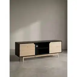 Netto Marken-Discount TV-Lowboard mit Eiche-Dekor, 2 Türen, modern, Schwarz-Beige 150x40x55 cm Angebot