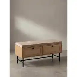 Netto Marken-Discount Schuhbank – 100x48x38 cm, Eiche-Dekor, Sitzfläche Stoff, mit Schubladen Angebot