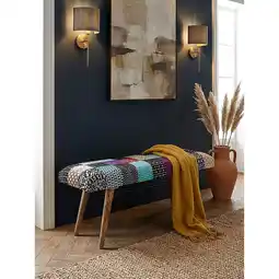 Netto Marken-Discount Sitzbank – Samt/Massivholz, 117x51x38 cm, Patchwork Angebot