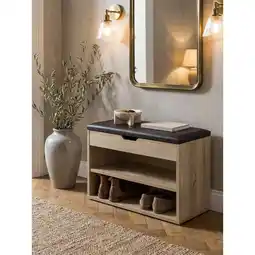 Netto Marken-Discount Schuhbank Holz gepolstert mit Stauraum schmal, Sonoma 60x30x40 cm Angebot