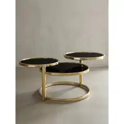 Netto Marken-Discount Couchtisch – Rund Glas Schwarz Gold Metall 58x43x58 cm Angebot