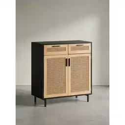 Netto Marken-Discount Sideboard – Schwarz, 80x86,5x40cm, mit Wiener Geflecht, 2 Türen, Schubladen, hoch Angebot
