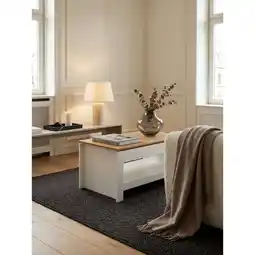 Netto Marken-Discount Couchtisch Weiß Eiche, Eckig mit Stauraum und Ablagefach, 85x47x45 cm Angebot