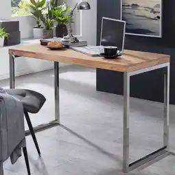 Netto Marken-Discount Schreibtisch Massivholz Metallbeine Landhausstil GUNA, Akazie 60x120x76 cm Angebot