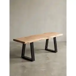 Netto Marken-Discount Esszimmerbank GAYA Massivholz Baumkante Metallbeine, Akazie 160x40x45 cm Angebot