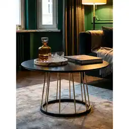 Netto Marken-Discount Couchtisch in Schwarz und Gold, Modernes Design, Metall, 80x80x42 cm Angebot