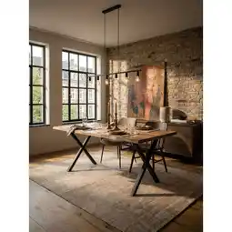 Netto Marken-Discount Esstisch Massivholz Metall X-Gestell Baumkante Rechteckig, Akazie 160x80x76 cm Angebot