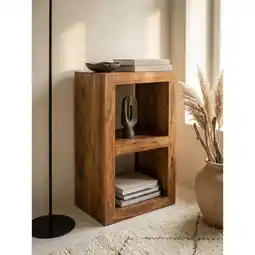 Netto Marken-Discount Regal Massivholz 2 Böden Landhausstil MUMBAI, Dunkelbraun 50x35x88 cm Angebot