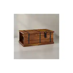 Netto Marken-Discount Couchtisch Massivholz Truhentisch mit integriertem Weinregal und Stauraum 100x60x40cm Angebot