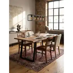 Netto Marken-Discount Esstisch Massivholz Metall U-Gestell Baumkante Rechteckig, Akazie 160x80x76 cm Angebot