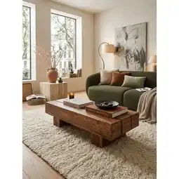 Netto Marken-Discount Couchtisch aus Massivholz – Landhausstil für das Wohnzimmer, Dunkelbraun 120x45x30 cm Angebot