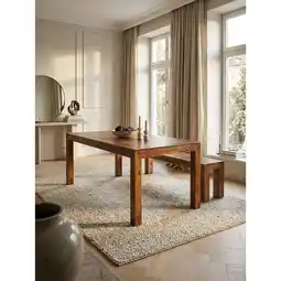 Netto Marken-Discount Esstisch Massivholz Rechteckig Zeitlos MUMBAI, Dunkelbraun 180x90x76 cm Angebot