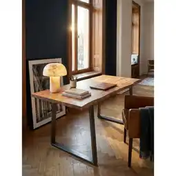 Netto Marken-Discount Schreibtisch Massivholz Baumkante mit Trapezgestell, Akazie 180x90x76 cm Angebot