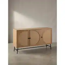 Netto Marken-Discount Sideboard – Eiche-Dekor/Rattan, 140x80x39cm, 3 Türen, hoch Angebot