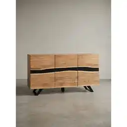 Netto Marken-Discount Sideboard – Akazie Massivholz, 148x85x43cm, mit Baumkante, 3 Türen, Landhausstil Angebot