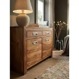 Netto Marken-Discount Sideboard – MUMBAI, Massivholz, 90cm, 2 Schubladen, 2 Türen, Landhausstil Angebot