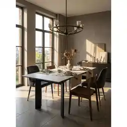 Netto Marken-Discount Esstisch Keramik Glas Metall Ausziehbar Marmoroptik, Weiß 180x95x77 cm Angebot