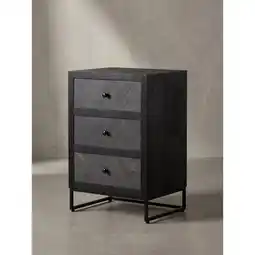 Netto Marken-Discount Nachttisch Massivholz Steinoptik 3 Schubladen Metallgestell, Schwarz 40x30x60 cm Angebot