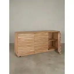 Netto Marken-Discount Sideboard – Akazie Massivholz, 160x75x43cm, Baumkante, mit Schubladen und Türen, breit Angebot