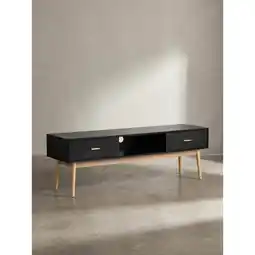 Netto Marken-Discount Lowboard Schwarz Eiche-Dekor Modern Stil 150x50x40 cm mit Schubladen und Ablagefach Angebot