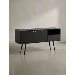 Netto Marken-Discount Sideboard – Schwarz/Eiche-Dekor, 140x75x40cm, mit 2 Türen, Schublade, offenes Fach Angebot
