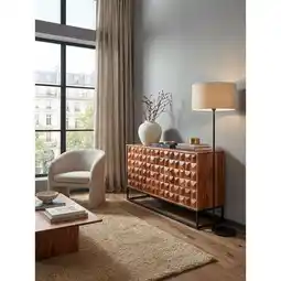 Netto Marken-Discount Sideboard – Mango Massivholz/Metall, 145x81x45cm, 2 Türen, mit Schubladen Angebot
