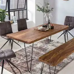 Netto Marken-Discount Esstisch Massivholz Metallbeine Rechteckig Landhausstil BAGLI, Dunkelbraun 80x200x76 cm Angebot