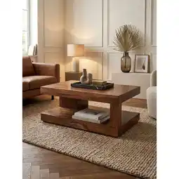Netto Marken-Discount Couchtisch in Braun, Massivholz, Modernes Design, 90x60x40 cm Angebot