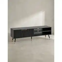 Netto Marken-Discount Lowboard Schwarz Eiche-Dekor Modern Stil 150x51x39 cm mit Türen und Ablagefächern Angebot