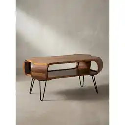 Netto Marken-Discount Couchtisch Rechteckig in Massivholz und Metall 100x60x47cm mit Stauraum und Haarnadelbeinen Angebot