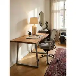 Netto Marken-Discount Schreibtisch Massivholz Baumkante mit Trapezgestell, Akazie 160x80x76 cm Angebot