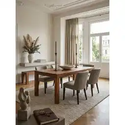Netto Marken-Discount Esstisch Massivholz Rechteckig Zeitlos MUMBAI, Dunkelbraun 200x100x76 cm Angebot