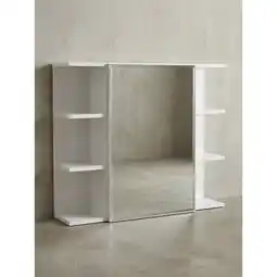Netto Marken-Discount Hängeschrank Weiß 80x64,5x20cm aus Spanplatte mit Spiegeltür und offenen Fächern Angebot