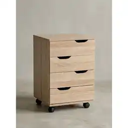 Netto Marken-Discount Rollcontainer – Sonoma, 40x60x40 cm, 3 Schubladen, Rollen, für Büro Angebot