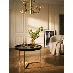 Netto Marken-Discount Couchtisch Metall Rund, Retro Design, Modern mit Holzplatte, Schwarz 58x58x42 cm Angebot