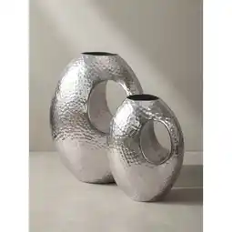 Netto Marken-Discount Vase 2er Set Aluminium mit Tragegriff Hammerschlag Modern Handgefertigt, Silbern 29x17x39 cm Angebot